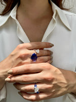 Load image into Gallery viewer, 20 ct Tanzanite Heart and 3 ct Diamond Heart Ring
