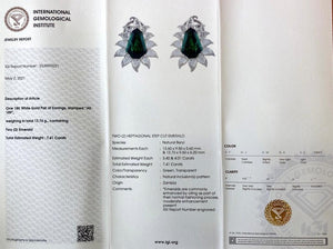 Marquise Emerald Kite Shape Stud Earrings with Diamonds - Alaska Mint