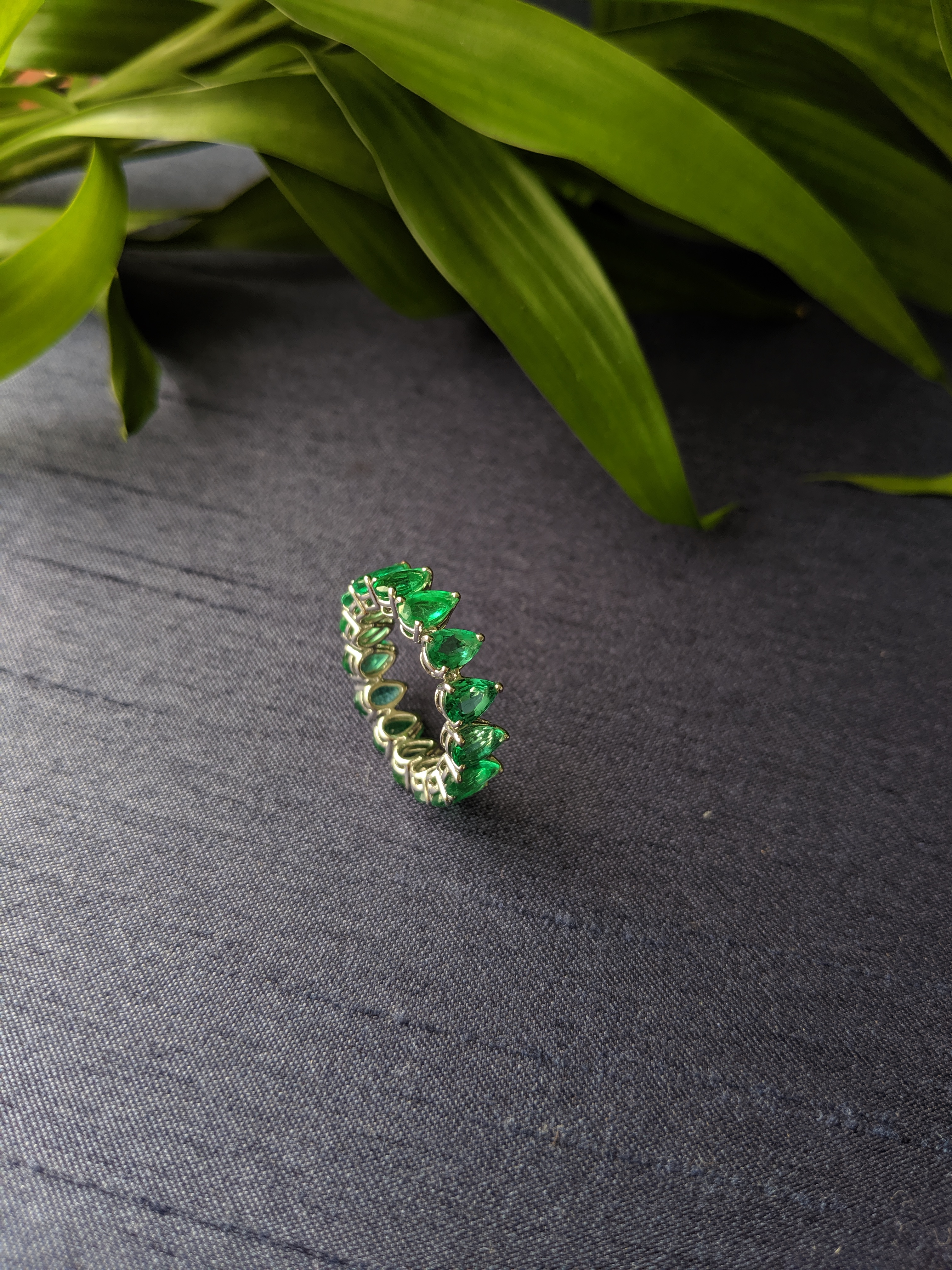 0.40ct Pear Shape Emerald Eternity Ring